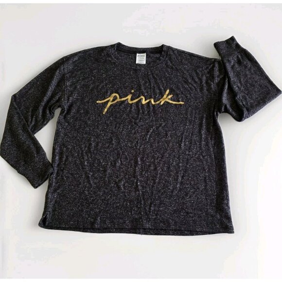 PINK Victoria's Secret Pajama Set Women S Heathered Gray LS Top Pants - Picture 4 of 16